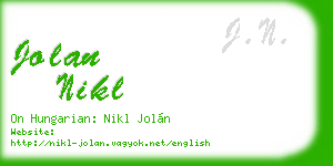 jolan nikl business card