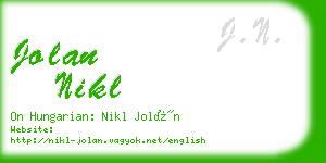 jolan nikl business card
